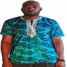 Camiseta de hombre azul Africano Wax