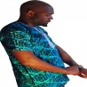 Camiseta de hombre azul Africano Wax