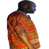 T-shirt africain kente orange et vert pour hommes