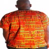 Camiseta africana Kente naranja y verde para hombre