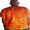 Maglietta africana Kente arancio e verde per gli uomini