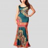 Long green ethnic evening dress