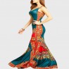 Long green ethnic evening dress