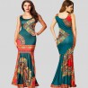 Long green ethnic evening dress