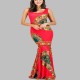Robe longue de soirée ethnique tribale rouge