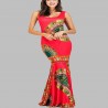 Long red ethnic evening dress