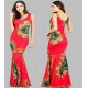 Robe longue de soirée ethnique tribale rouge