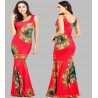 Long red ethnic evening dress