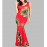 Long red ethnic evening dress