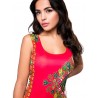 Long red ethnic evening dress