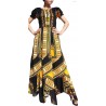 Long yellow and black Dashiki evening dress