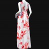 Long white and red floral dress