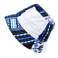 Ethnic white and blue Dashiki bucket hat