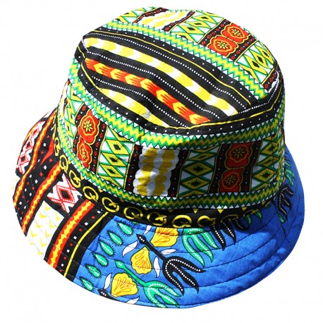 Green ethnic Dashiki bucket hat