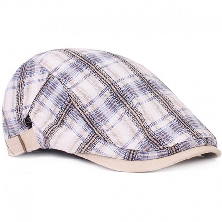 Grey checkered flat cap beret for men