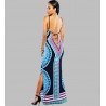 Tribal boho ethnic blue maxi dress