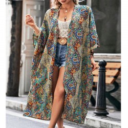 Kimono lungo bohémien chic multicolor