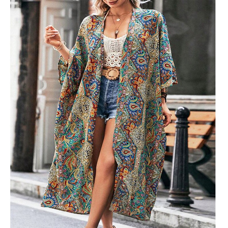Long bohemian chic multicolor kimono Original Ethnik