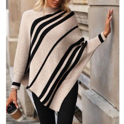 Striped ethnic poncho