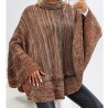 Ethnic wool turtleneck poncho