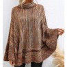 Ethnic wool turtleneck poncho