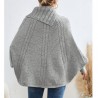 Poncho gris à col roulé en laine