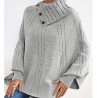 Poncho gris à col roulé en laine