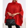 Poncho de lana rojo de cuello alto