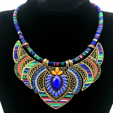 Collana blu multicolore chic bohémien