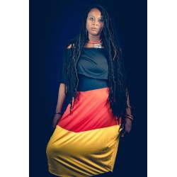 Long Black Red and Yellow Dress