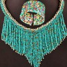 Conjunto de collar y pulsera de perlas verdes