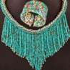 Conjunto de collar y pulsera de perlas verdes