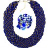 Conjunto de collar y pulsera con perlas azules