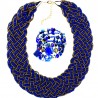 Parure collier et bracelet en perles fines bleues