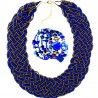 Parure collier et bracelet en perles fines bleues