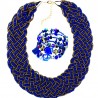 Parure collier et bracelet en perles fines bleues