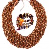 Parure collier et bracelet en perles fines marrons