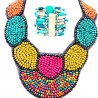 Conjunto de collar y pulsera de bohemia con perlas multicolores