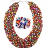 Conjunto de collar y pulsera de perlas multicolores