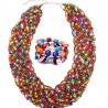 Parure collier et bracelet en perles multicolores