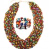 Conjunto de collar y pulsera de perlas multicolores