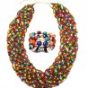 Parure collier et bracelet en perles multicolores