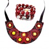 Parure collier et boucles d’oreilles ethniques rouges