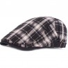 Black checked flat cap beret for men