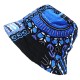 Gorro bob de pescador étnico blanco y azul Dashiki