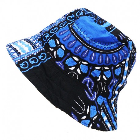 Chapeau bob ethnique bleu Dashiki