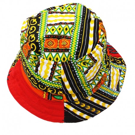 Chapeau bob ethnique orange Dashiki