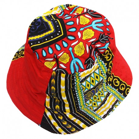 Chapeau bob ethnique rouge Dashiki