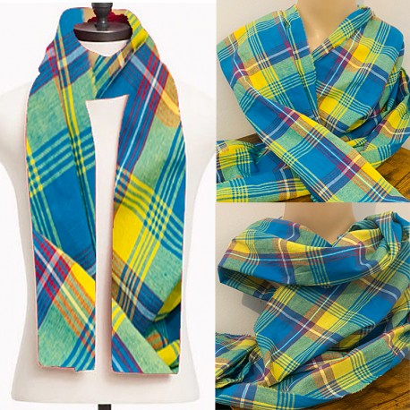 Sciarpa Madras blu multicolore