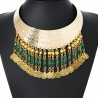 Collier ethnique vert et doré style antique